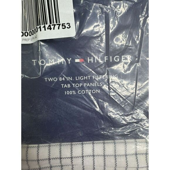 Tommy Hilfiger 2 Mini Check Classic Curtain Panel Pair Dark Grey Gray 84 inches - Picture 5 of 8